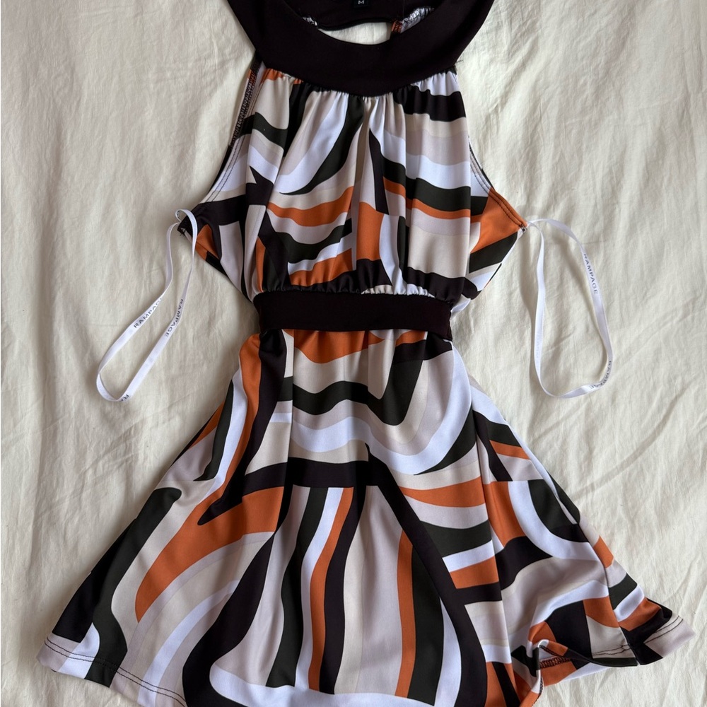 Rampage Retro Print Halter Mini Dress - Size M